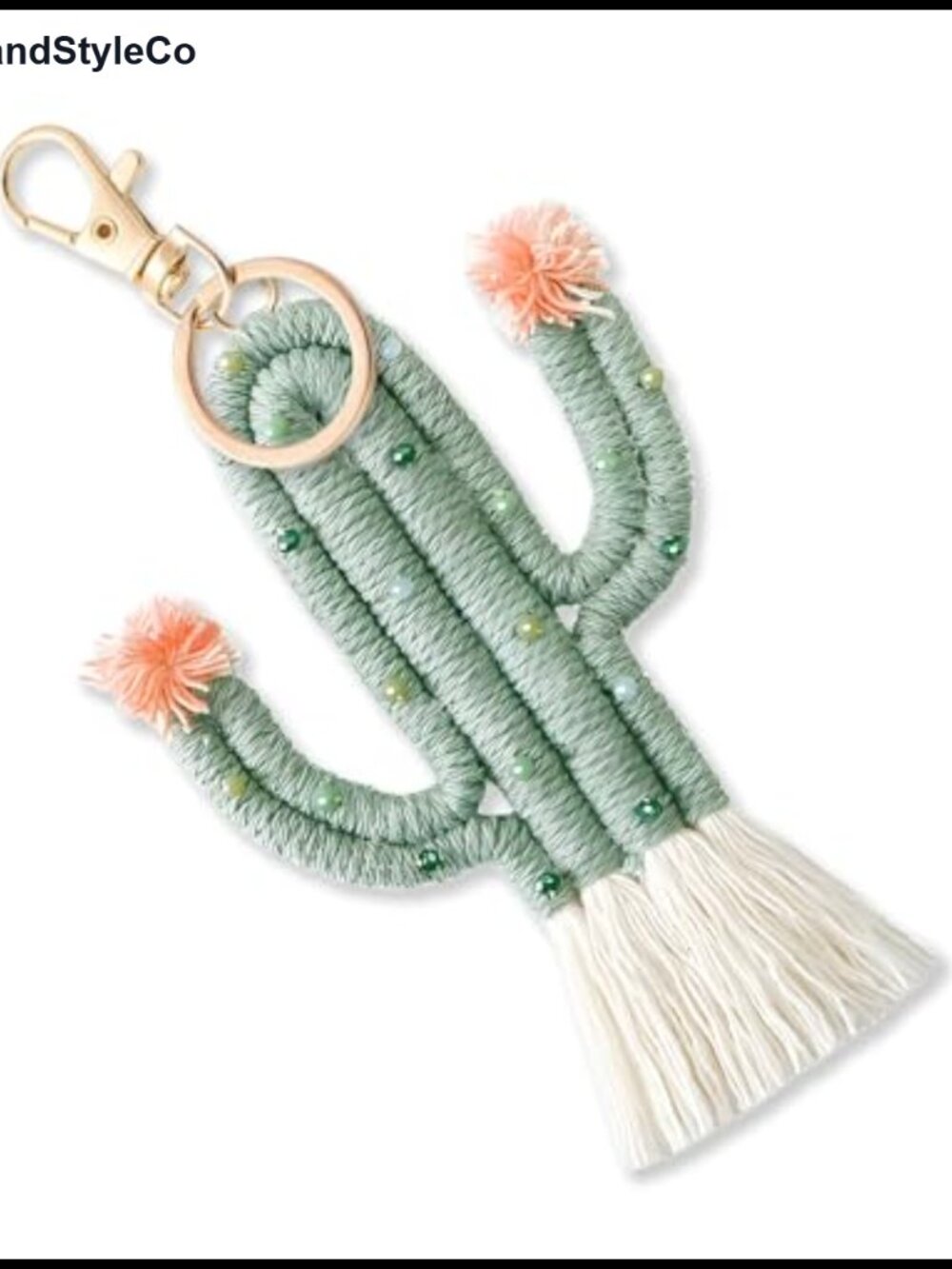 Cactus Keychain Boho Tassel Purse Charm for Women Western Style Handbag